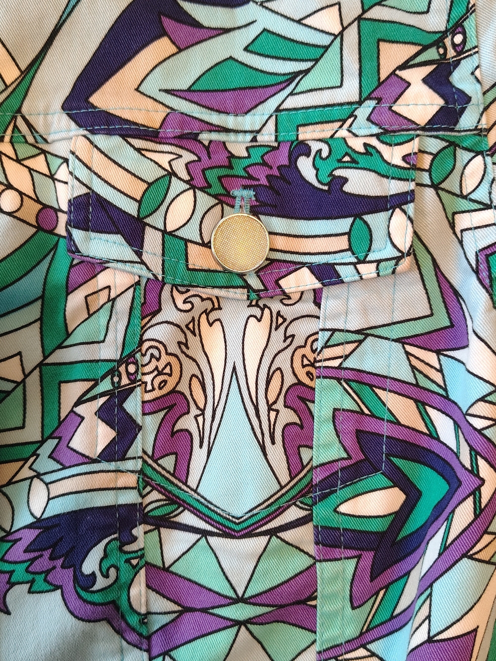 CHICO'S HANNALEE Graphic Print Jacket BLUE TANG CHICOS Sz 1 NWOT - Picture 5 of 10
